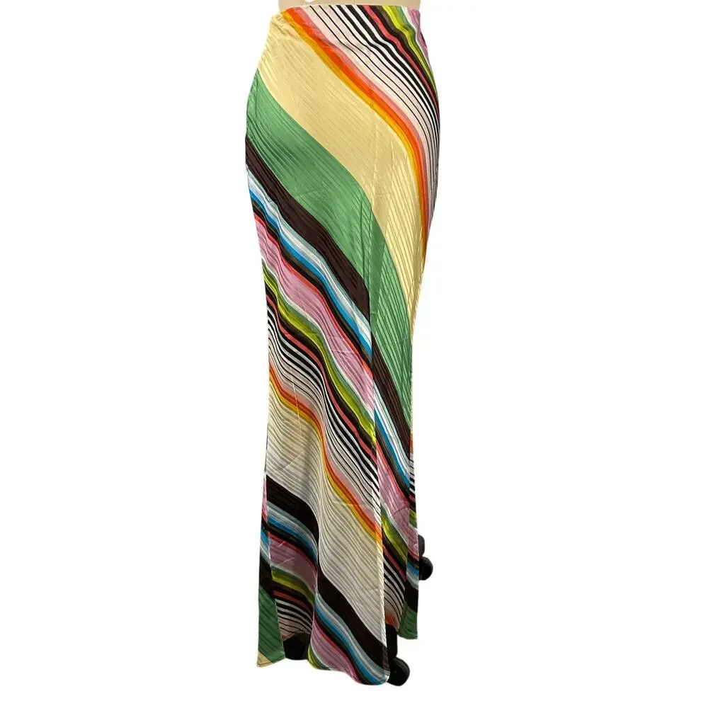 Christopher John Rogers Vibrant Multicolor Bias Maxi Skirt Size 2 - Picture 3 of 6